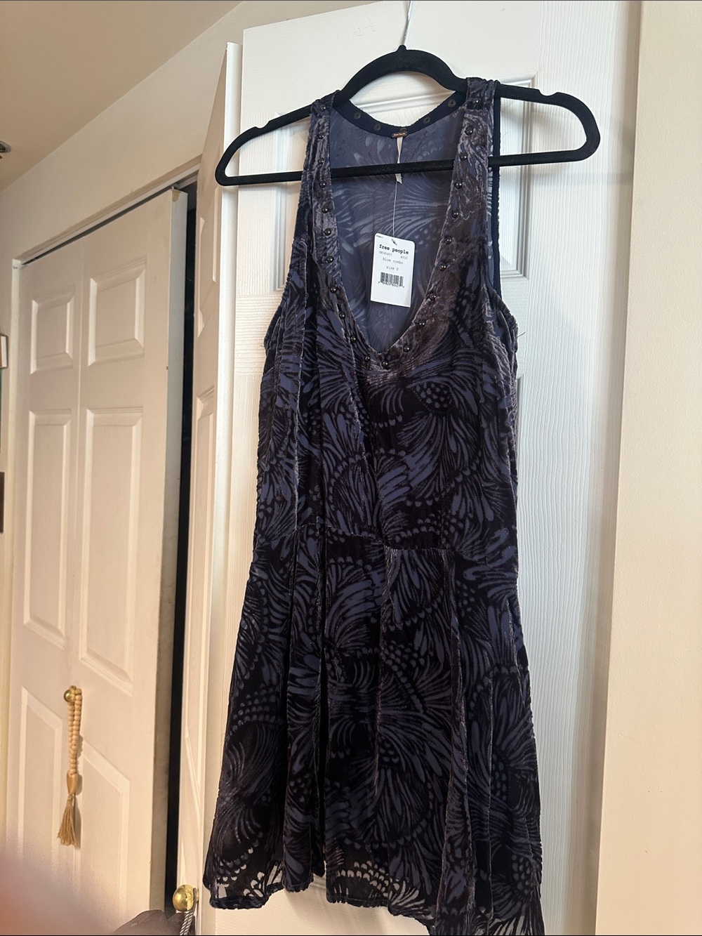 Free People Blue/Purple Velvet Burnout Tank Dress